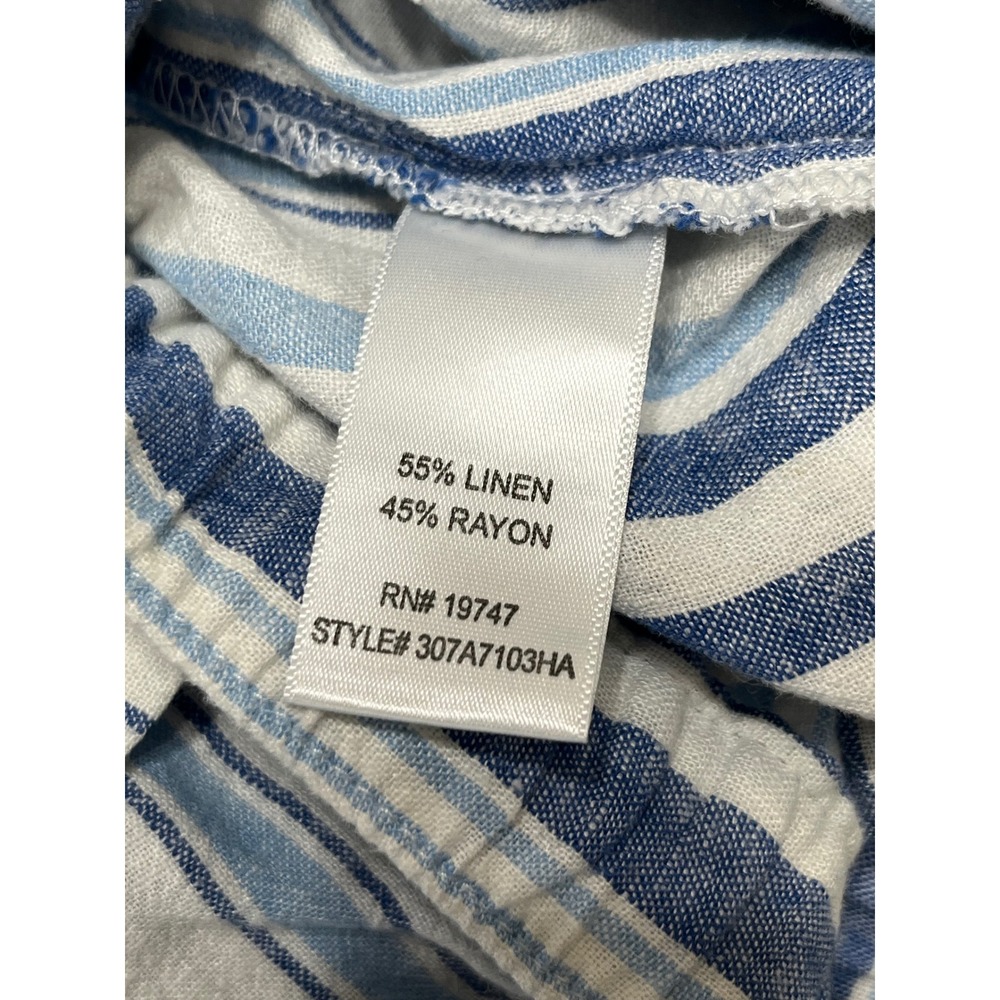 Counterpart Women's Blue White Striped Linen Blend Wide Leg Pants Medium - Picture 5 of 7
